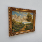 Vintage European Countryside Oil Painting, Rural Landscape with Tree and Country Road - Vintage Oil Painting - Arden Gallery