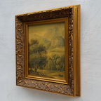 Vintage European Landscape Oil Painting, Mountain Valley Scenery Artwork with Gold Frame 31 × 36 cm - Vintage Oil Painting - Arden Gallery