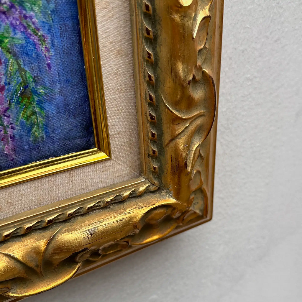 Vintage Floral Still Life Hand-Painted Oil Painting | Gold Carved Solid Wood Frame 32x39cm - Vintage Oil Painting - Arden Gallery
