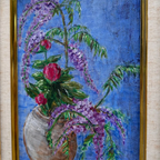 Vintage Floral Still Life Hand-Painted Oil Painting | Gold Carved Solid Wood Frame 32x39cm - Vintage Oil Painting - Arden Gallery