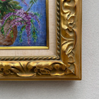 Vintage Floral Still Life Hand-Painted Oil Painting | Gold Carved Solid Wood Frame 32x39cm - Vintage Oil Painting - Arden Gallery