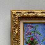 Vintage Floral Still Life Hand-Painted Oil Painting | Gold Carved Solid Wood Frame 32x39cm - Vintage Oil Painting - Arden Gallery