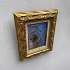 Vintage Floral Still Life Hand-Painted Oil Painting | Gold Carved Solid Wood Frame 32x39cm - Vintage Oil Painting - Arden Gallery