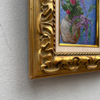 Vintage Floral Still Life Hand-Painted Oil Painting | Gold Carved Solid Wood Frame 32x39cm - Vintage Oil Painting - Arden Gallery