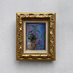 Vintage Floral Still Life Hand-Painted Oil Painting | Gold Carved Solid Wood Frame 32x39cm - Vintage Oil Painting - Arden Gallery