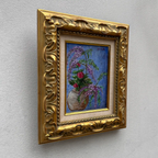 Vintage Floral Still Life Hand-Painted Oil Painting | Gold Carved Solid Wood Frame 32x39cm - Vintage Oil Painting - Arden Gallery