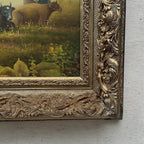 Vintage French Country Cattle Pastoral Oil Painting, Ornate Baroque Framed Farmhouse Landscape Art - Vintage Oil Painting - Arden Gallery