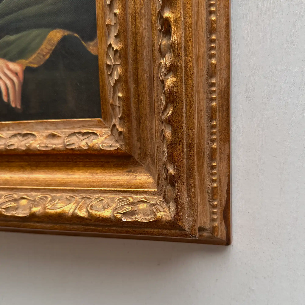 Vintage Gilded Carved Frame | Lady Portrait Hand-Painted Oil Painting 48x58cm - Vintage Oil Painting - Arden Gallery