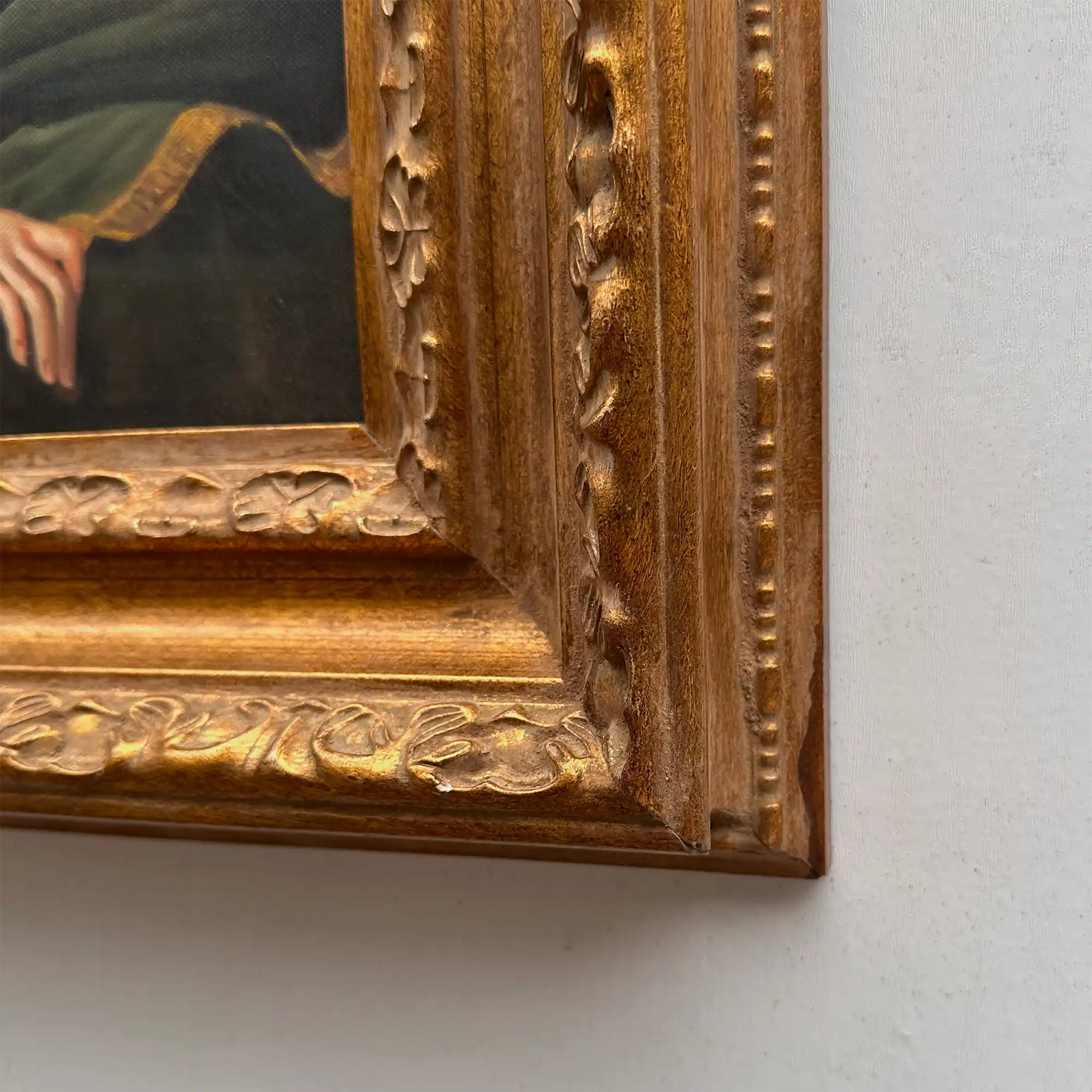 Vintage Gilded Carved Frame | Lady Portrait Hand-Painted Oil Painting 48x58cm - Vintage Oil Painting - Arden Gallery
