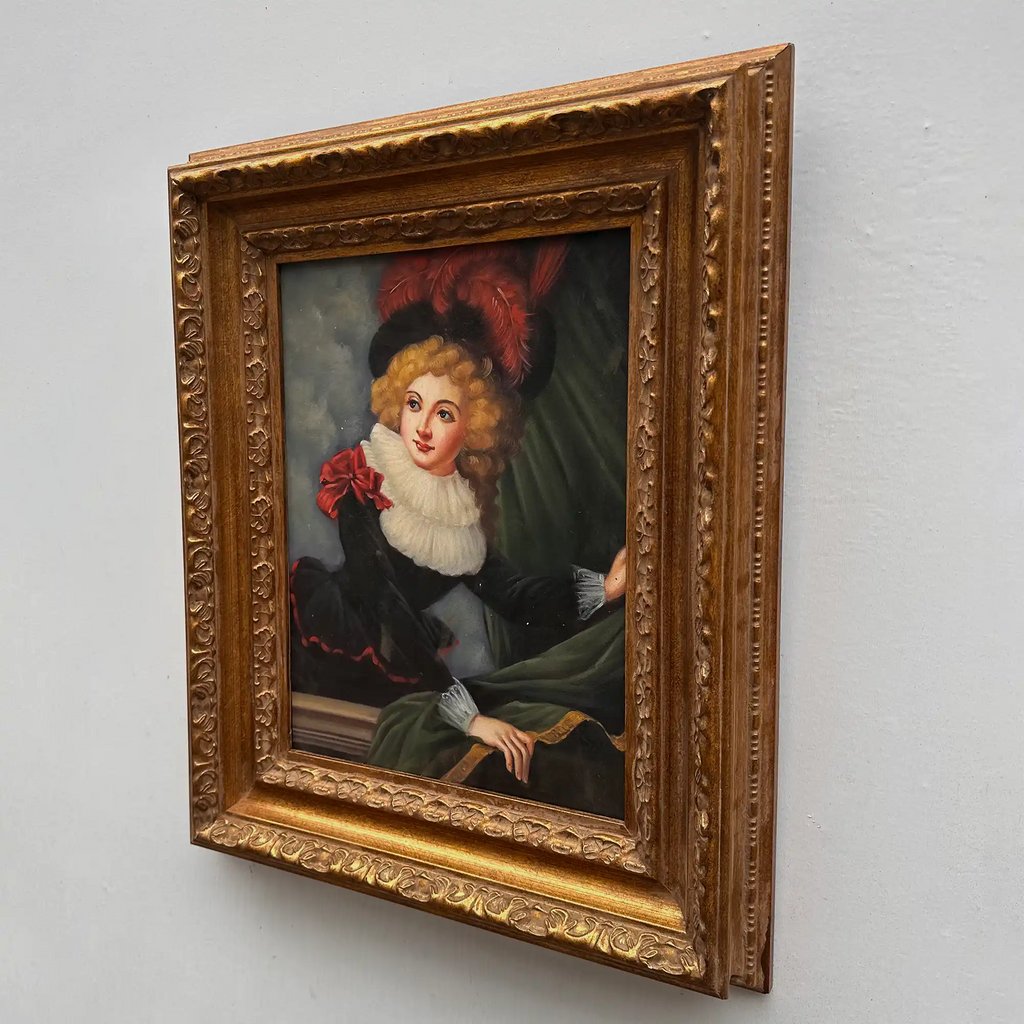 Vintage Gilded Carved Frame | Lady Portrait Hand-Painted Oil Painting 48x58cm - Vintage Oil Painting - Arden Gallery