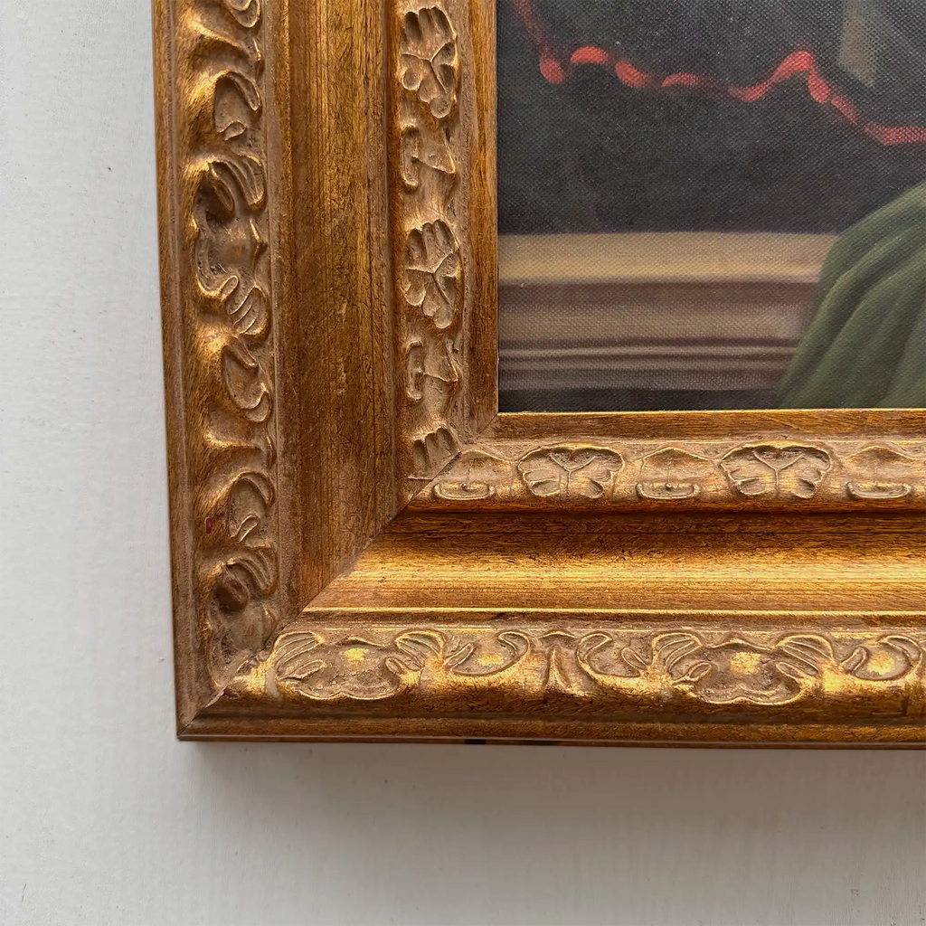 Vintage Gilded Carved Frame | Lady Portrait Hand-Painted Oil Painting 48x58cm - Vintage Oil Painting - Arden Gallery