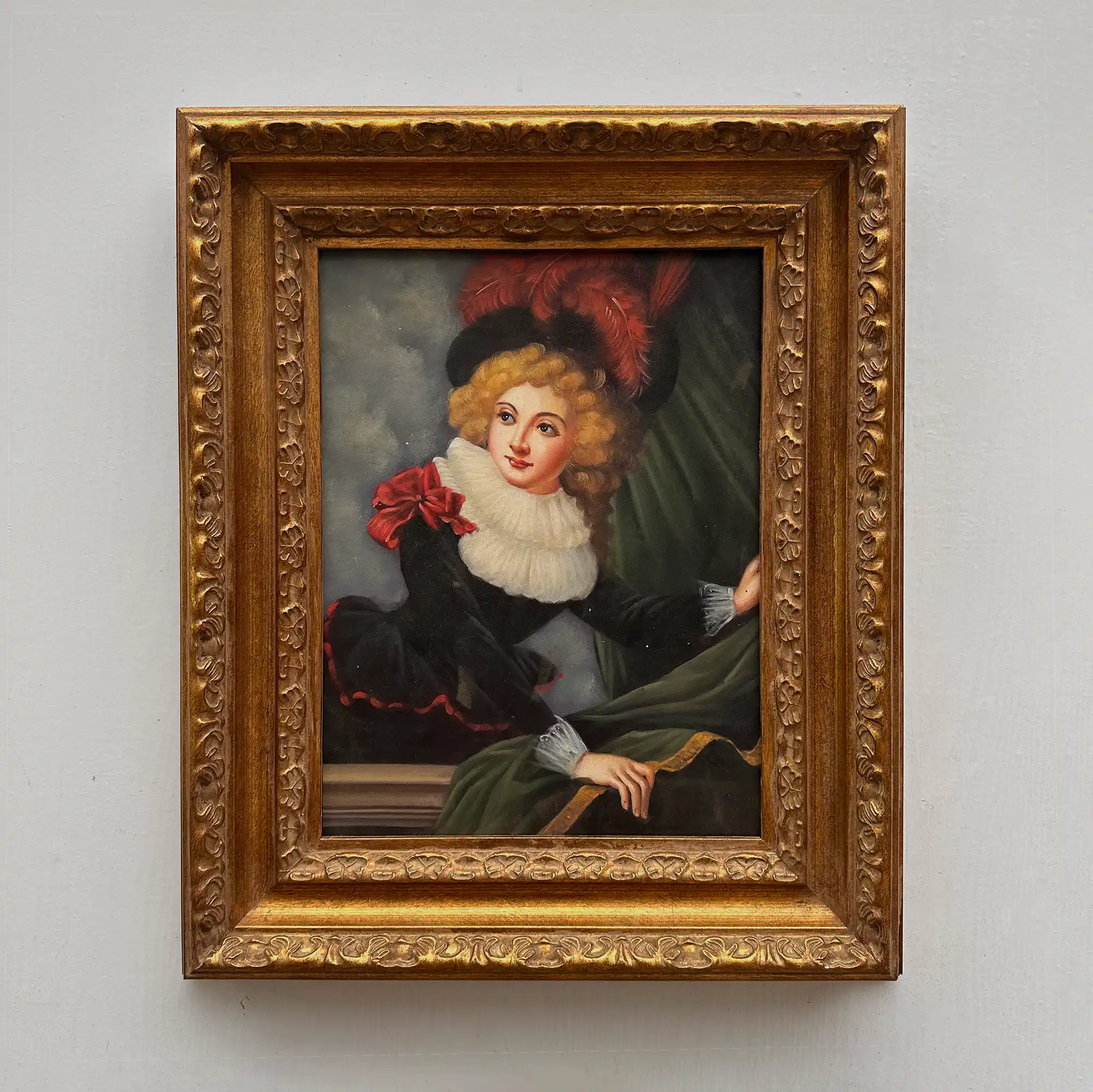 Vintage Gilded Carved Frame | Lady Portrait Hand-Painted Oil Painting 48x58cm - Vintage Oil Painting - Arden Gallery
