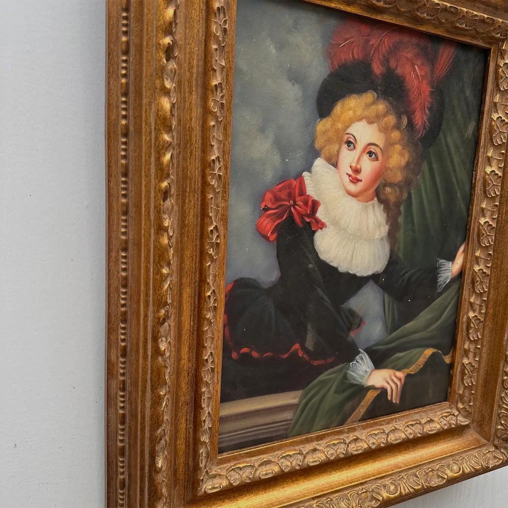 Vintage Gilded Carved Frame | Lady Portrait Hand-Painted Oil Painting 48x58cm - Vintage Oil Painting - Arden Gallery