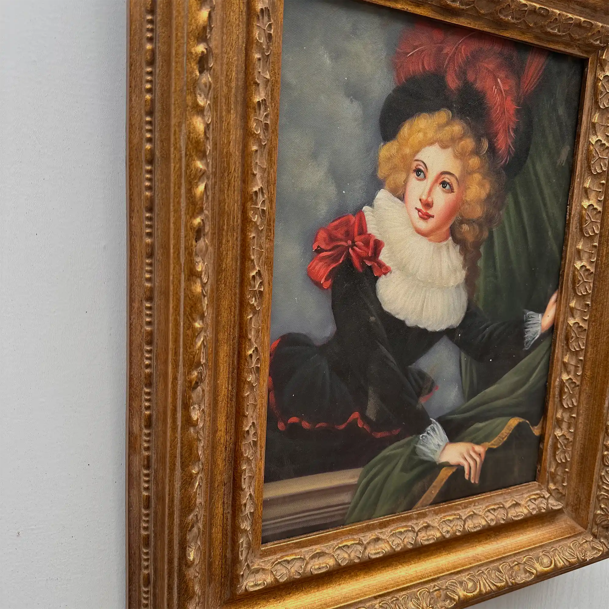 Vintage Gilded Carved Frame | Lady Portrait Hand-Painted Oil Painting 48x58cm - Vintage Oil Painting - Arden Gallery