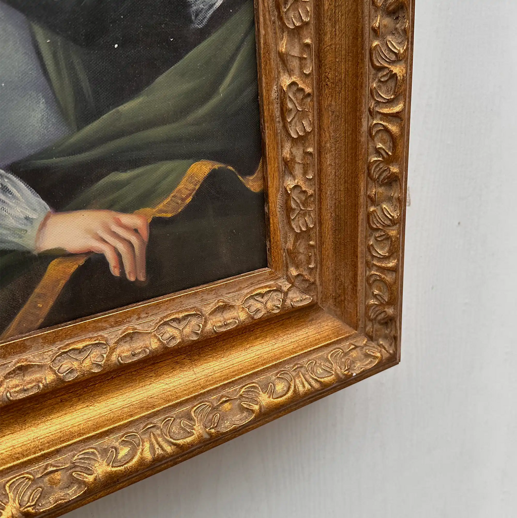 Vintage Gilded Carved Frame | Lady Portrait Hand-Painted Oil Painting 48x58cm - Vintage Oil Painting - Arden Gallery