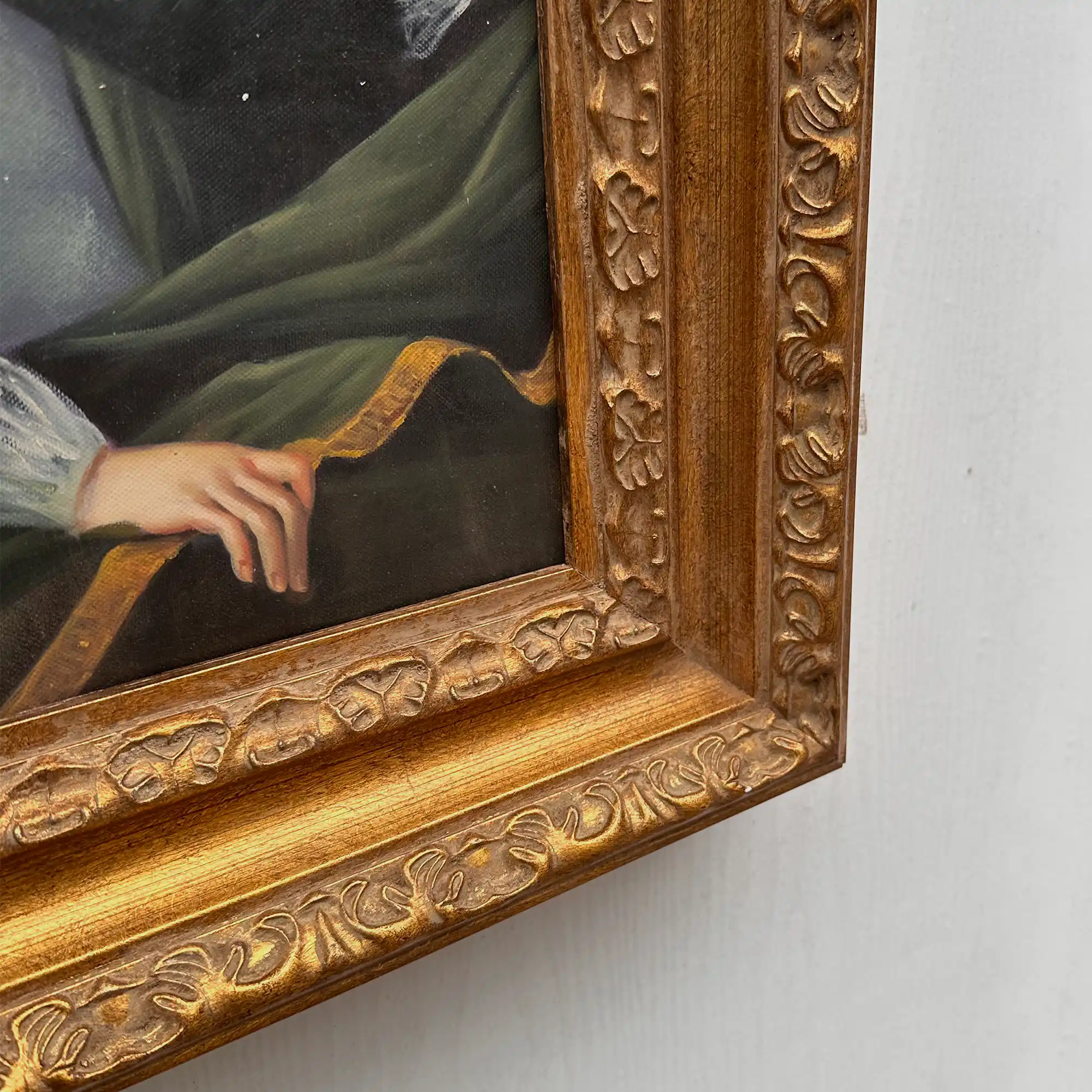 Vintage Gilded Carved Frame | Lady Portrait Hand-Painted Oil Painting 48x58cm - Vintage Oil Painting - Arden Gallery