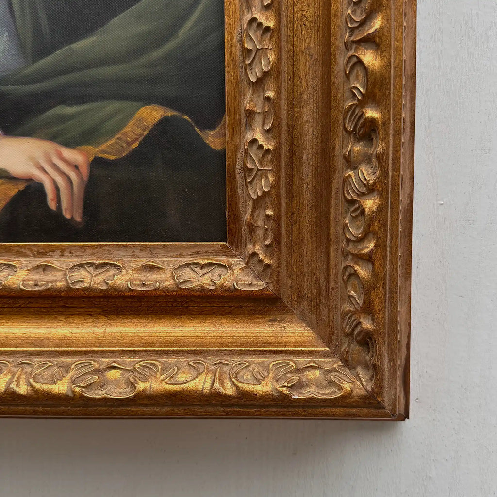 Vintage Gilded Carved Frame | Lady Portrait Hand-Painted Oil Painting 48x58cm - Vintage Oil Painting - Arden Gallery