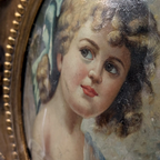 Vintage Girl Portrait Painting, Classic Hand Painted Oil Artwork, Baroque Style Ornate Framed Art - Vintage Oil Painting - Arden Gallery