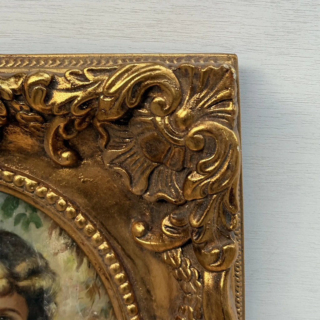 Vintage Girl Portrait Painting, Classic Hand Painted Oil Artwork, Baroque Style Ornate Framed Art - Vintage Oil Painting - Arden Gallery