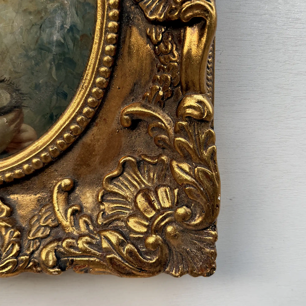 Vintage Girl Portrait Painting, Classic Hand Painted Oil Artwork, Baroque Style Ornate Framed Art - Vintage Oil Painting - Arden Gallery