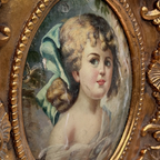 Vintage Girl Portrait Painting, Classic Hand Painted Oil Artwork, Baroque Style Ornate Framed Art - Vintage Oil Painting - Arden Gallery