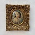 Vintage Girl Portrait Painting, Classic Hand Painted Oil Artwork, Baroque Style Ornate Framed Art - Vintage Oil Painting - Arden Gallery