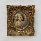 Vintage Girl Portrait Painting, Classic Hand Painted Oil Artwork, Baroque Style Ornate Framed Art - Vintage Oil Painting - Arden Gallery