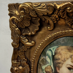 Vintage Girl Portrait Painting, Classic Hand Painted Oil Artwork, Baroque Style Ornate Framed Art - Vintage Oil Painting - Arden Gallery