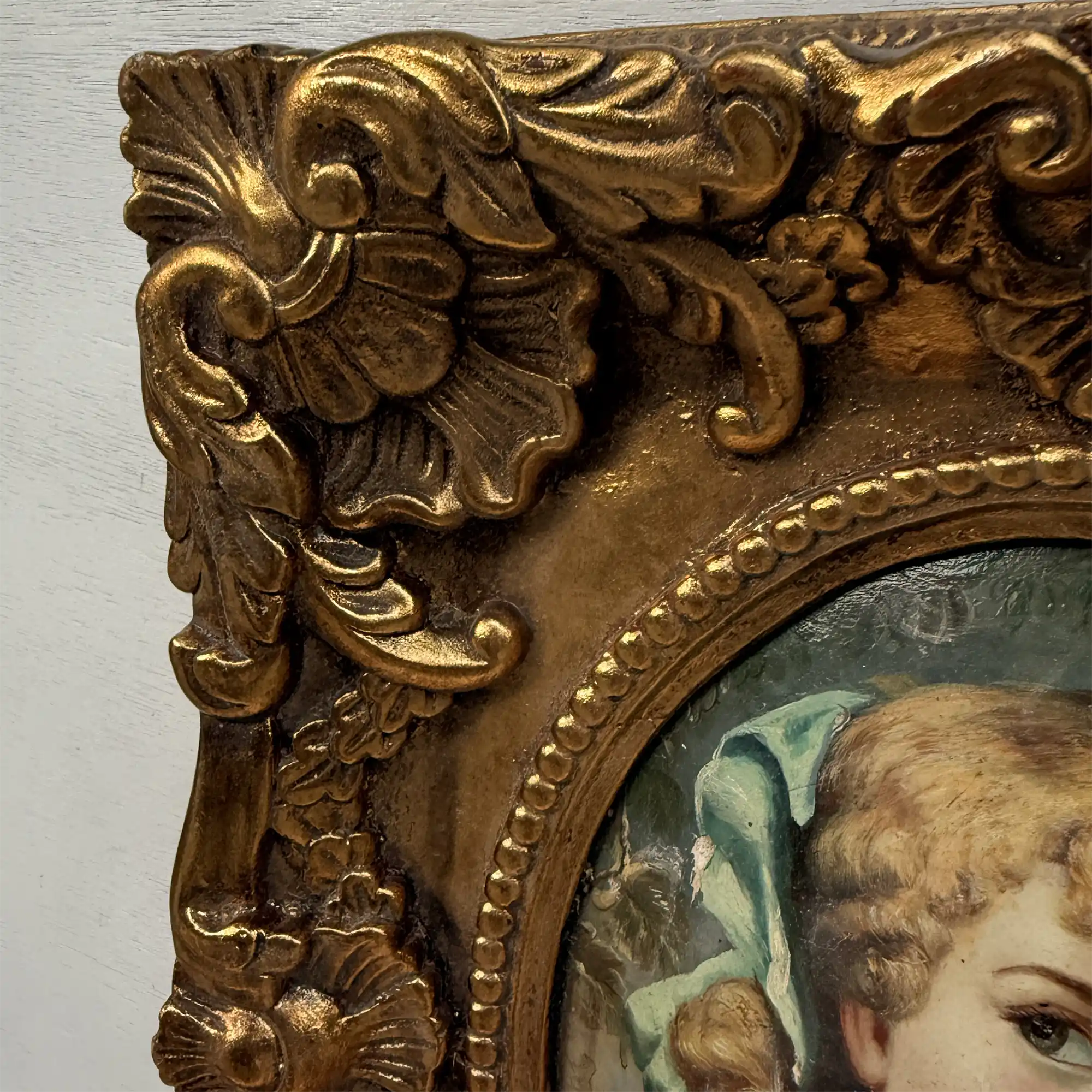 Vintage Girl Portrait Painting, Classic Hand Painted Oil Artwork, Baroque Style Ornate Framed Art - Vintage Oil Painting - Arden Gallery