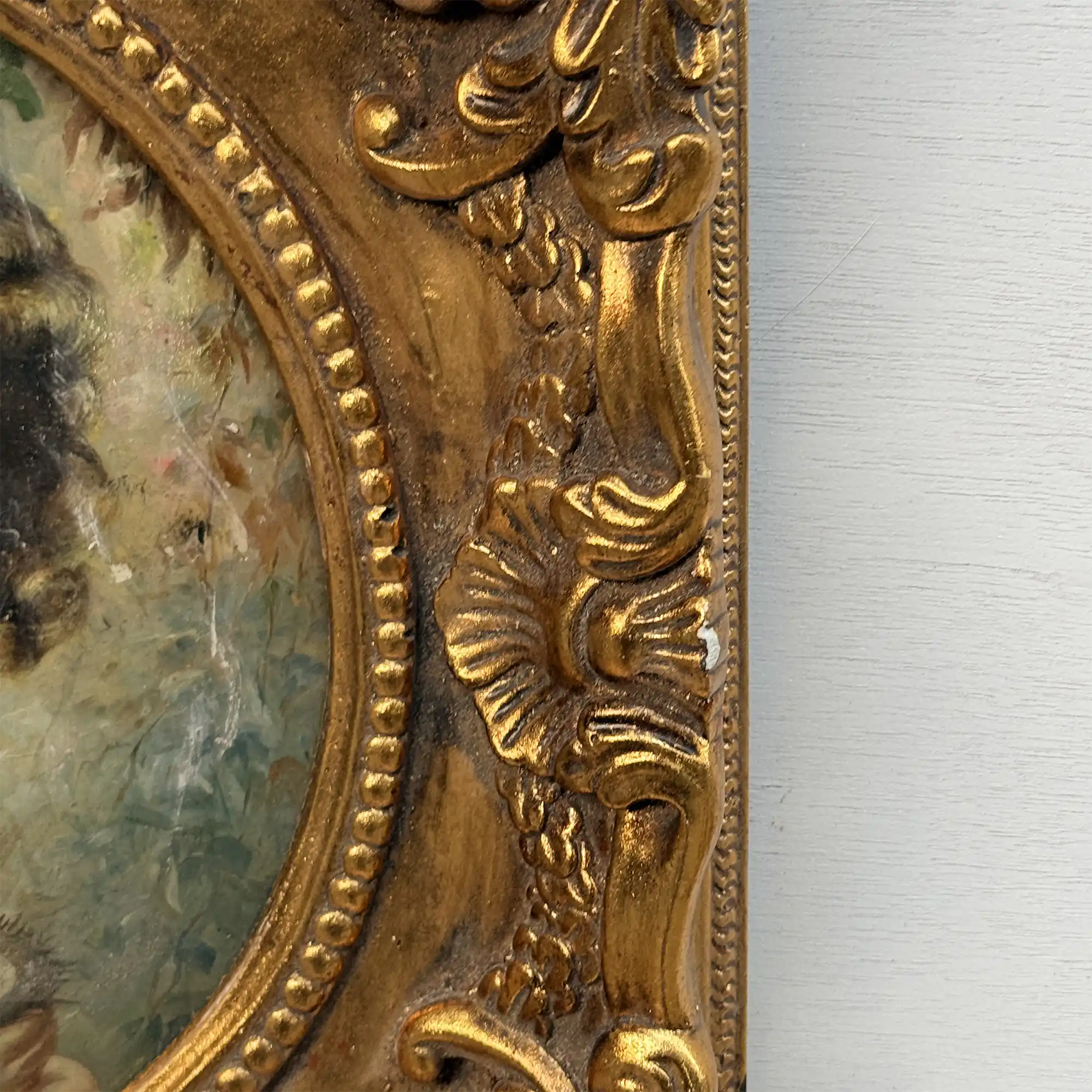 Vintage Girl Portrait Painting, Classic Hand Painted Oil Artwork, Baroque Style Ornate Framed Art - Vintage Oil Painting - Arden Gallery