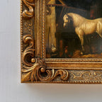 Vintage Horse Oil Painting | Baroque Carved Gold Frame | Mid-20th Century Artwork 26x21cm - Vintage Oil Painting - Arden Gallery