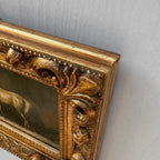 Vintage Horse Oil Painting | Baroque Carved Gold Frame | Mid-20th Century Artwork 26x21cm - Vintage Oil Painting - Arden Gallery