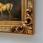 Vintage Horse Oil Painting | Baroque Carved Gold Frame | Mid-20th Century Artwork 26x21cm - Vintage Oil Painting - Arden Gallery