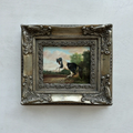 Vintage Horse Oil Painting, Black and White Rearing Horse Artwork, Ornate Silver Gold Framed Collectible Art 18.5×16.5 in - Vintage Oil Painting - Arden Gallery