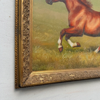 Vintage Horse Painting, Classic Hand Painted Equine Artwork, Ornate Wood Framed Collectible Oil Art - Vintage Oil Painting - Arden Gallery