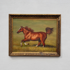 Vintage Horse Painting, Classic Hand Painted Equine Artwork, Ornate Wood Framed Collectible Oil Art - Vintage Oil Painting - Arden Gallery