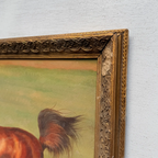 Vintage Horse Painting, Classic Hand Painted Equine Artwork, Ornate Wood Framed Collectible Oil Art - Vintage Oil Painting - Arden Gallery
