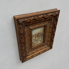 Vintage Hunting Painting, European Horse and Hounds Art for Rustic Lodge Decor 32x37cm - Vintage Oil Painting - Arden Gallery