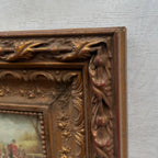 Vintage Hunting Painting, European Horse and Hounds Art for Rustic Lodge Decor 32x37cm - Vintage Oil Painting - Arden Gallery