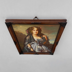 Vintage Lady Portrait Hand-Painted Oil Painting | European Noblewoman Art | Solid Wood Frame 32x39cm - Vintage Oil Painting - Arden Gallery