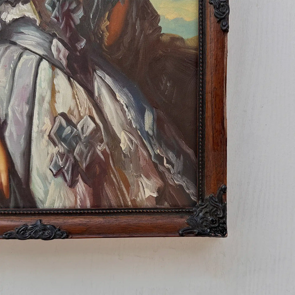 Vintage Lady Portrait Hand-Painted Oil Painting | European Noblewoman Art | Solid Wood Frame 32x39cm - Vintage Oil Painting - Arden Gallery