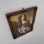 Vintage Lady Portrait Hand-Painted Oil Painting | European Noblewoman Art | Solid Wood Frame 32x39cm - Vintage Oil Painting - Arden Gallery