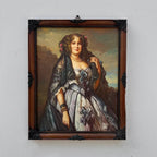 Vintage Lady Portrait Hand-Painted Oil Painting | European Noblewoman Art | Solid Wood Frame 32x39cm - Vintage Oil Painting - Arden Gallery
