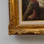 Vintage Lady Portrait Hand-Painted Oil Painting | Luxurious Carved Gold Frame | One of a Kind 42x51cm - Vintage Oil Painting - Arden Gallery