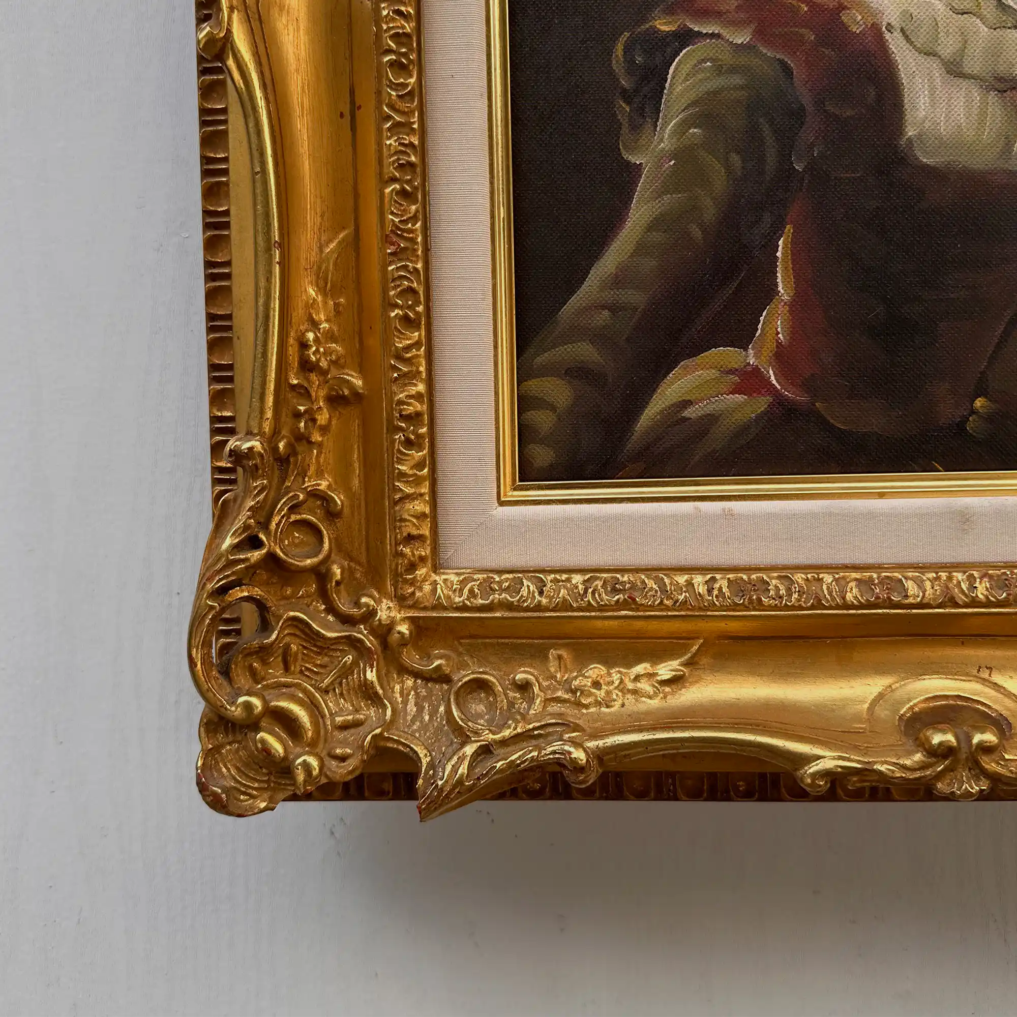 Vintage Lady Portrait Hand-Painted Oil Painting | Luxurious Carved Gold Frame | One of a Kind 42x51cm - Vintage Oil Painting - Arden Gallery