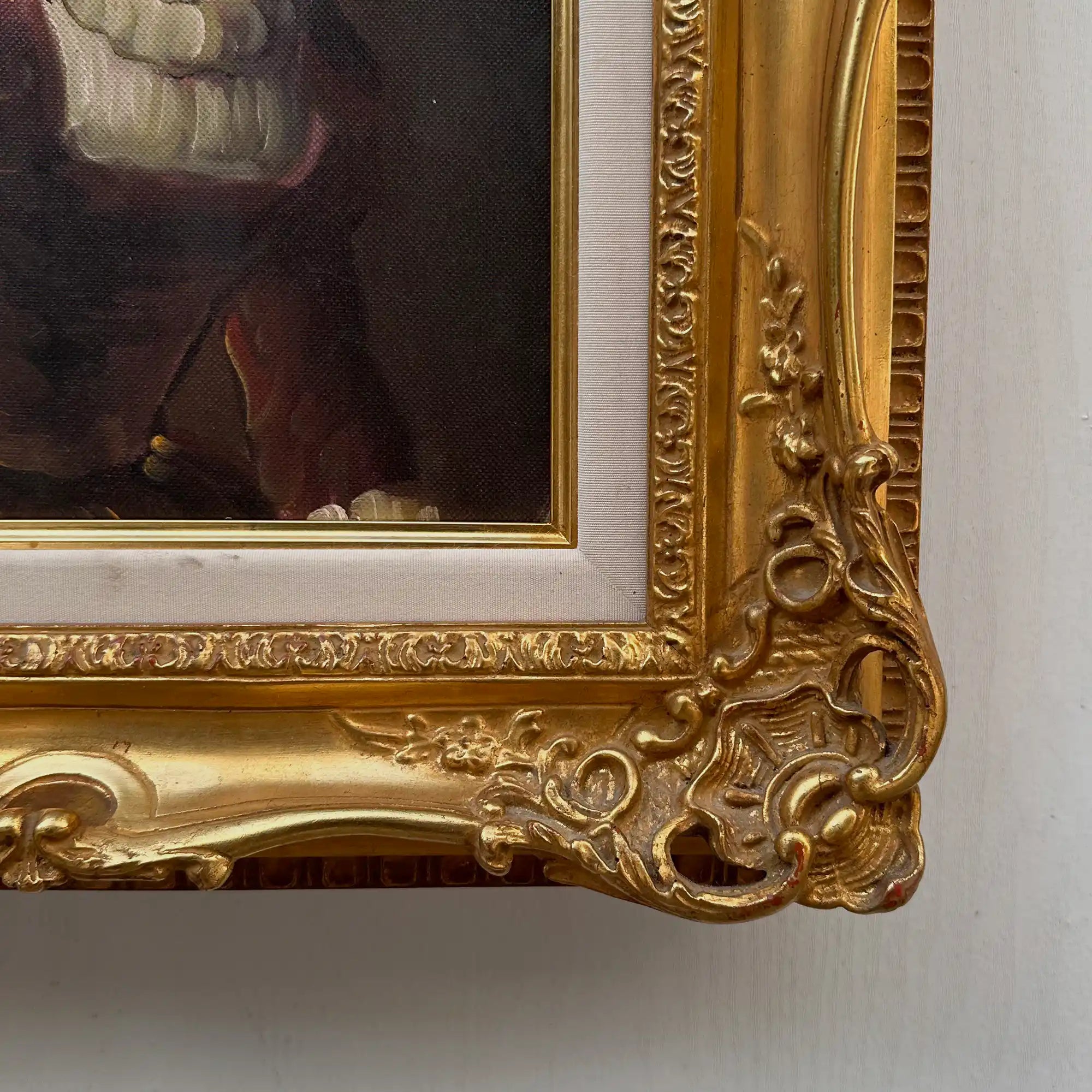 Vintage Lady Portrait Hand-Painted Oil Painting | Luxurious Carved Gold Frame | One of a Kind 42x51cm - Vintage Oil Painting - Arden Gallery
