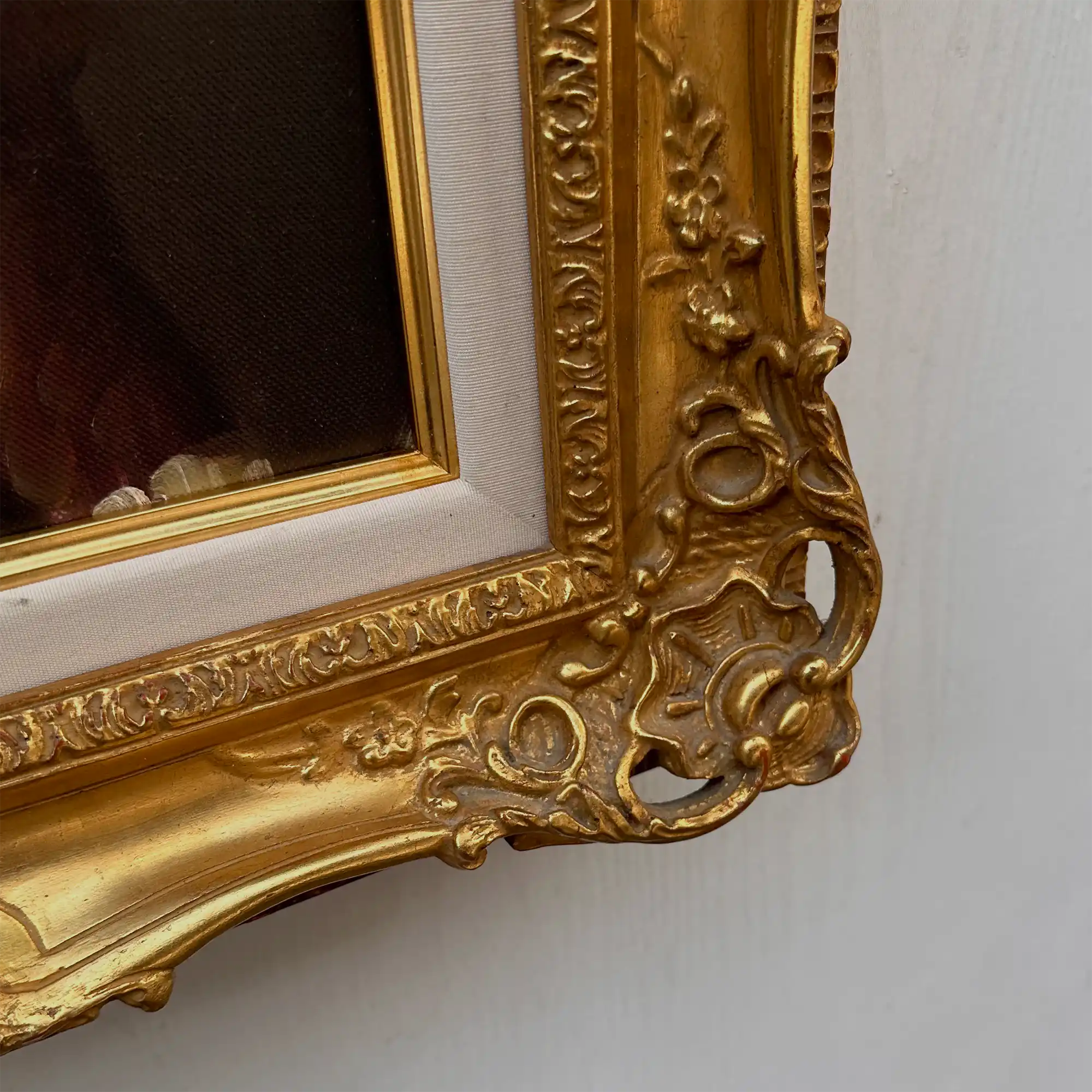 Vintage Lady Portrait Hand-Painted Oil Painting | Luxurious Carved Gold Frame | One of a Kind 42x51cm - Vintage Oil Painting - Arden Gallery