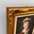 Vintage Lady Portrait Hand-Painted Oil Painting | Luxurious Carved Gold Frame | One of a Kind 42x51cm - Vintage Oil Painting - Arden Gallery
