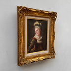 Vintage Lady Portrait Hand-Painted Oil Painting | Luxurious Carved Gold Frame | One of a Kind 42x51cm - Vintage Oil Painting - Arden Gallery