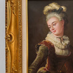 Vintage Lady Portrait Hand-Painted Oil Painting | Luxurious Carved Gold Frame | One of a Kind 42x51cm - Vintage Oil Painting - Arden Gallery